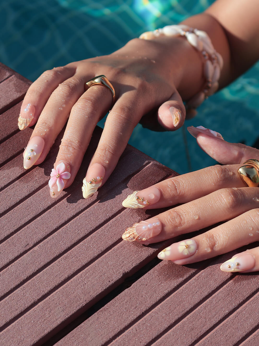 yellow butter summer nails, handmade press on nails for holilday, vacation, birthday by lilynailsart.co