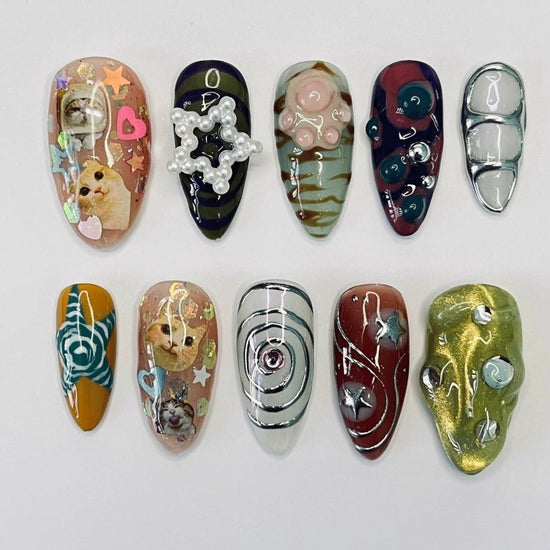 cat lover press on nails