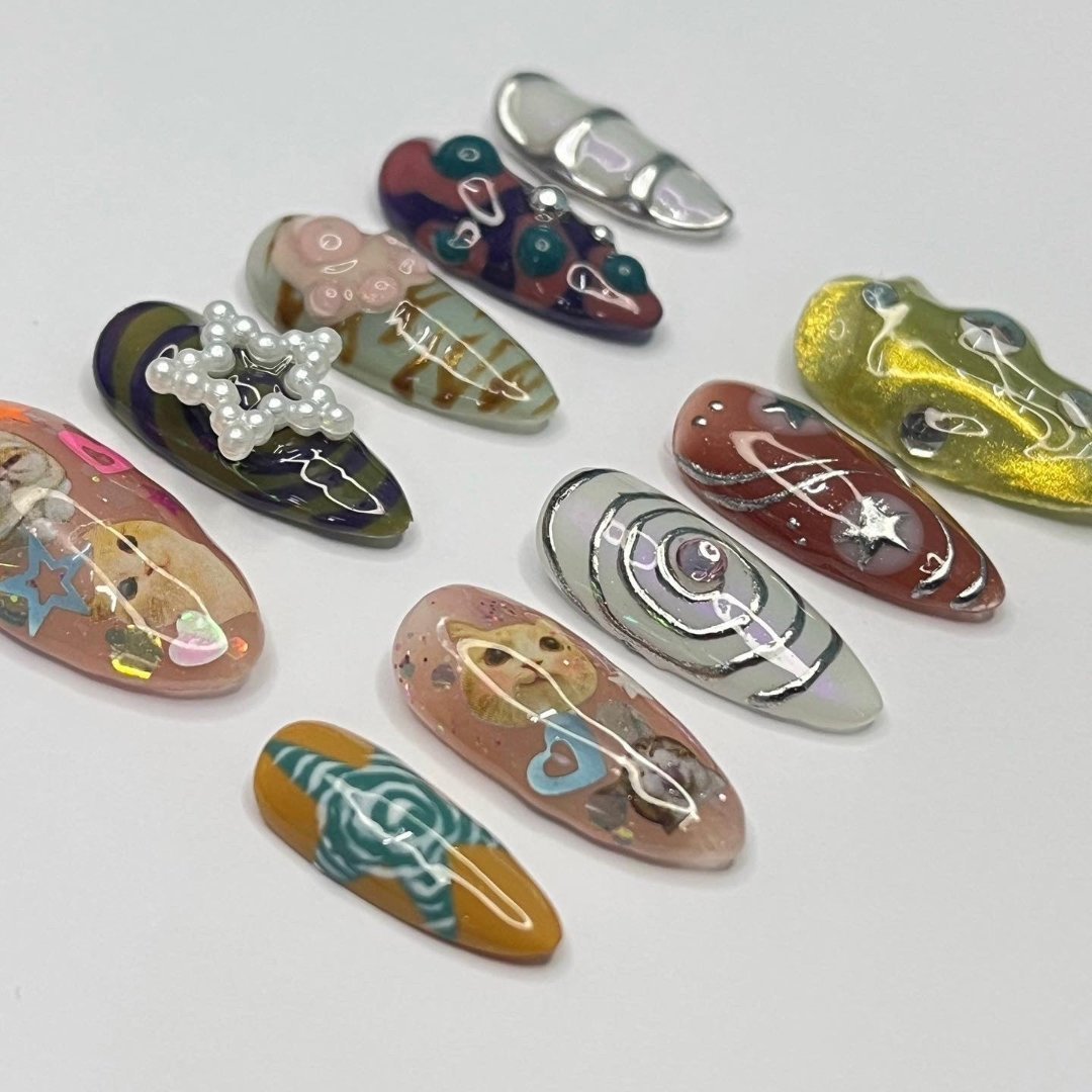 cat lover press on nails