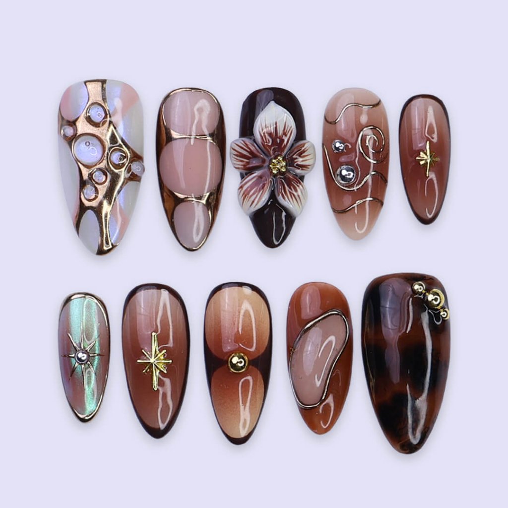 Celestial Bloom | Handmade Press On Nails by lilynailsart.co
