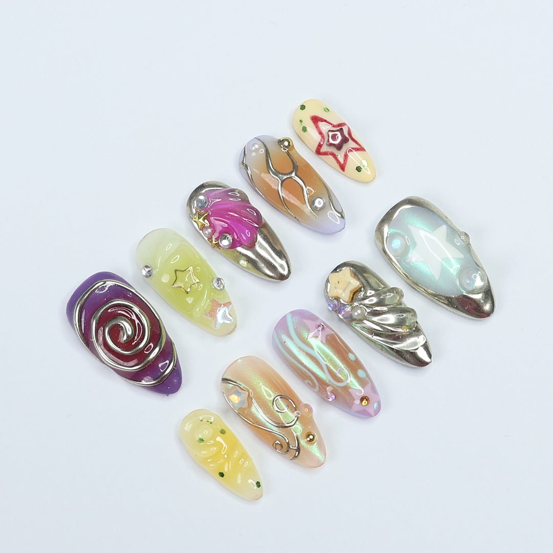 chill nail set cool nail sets clever press on nails set gorgeous nails set teenager nails set teenage festival nails festival accessories festival party nails