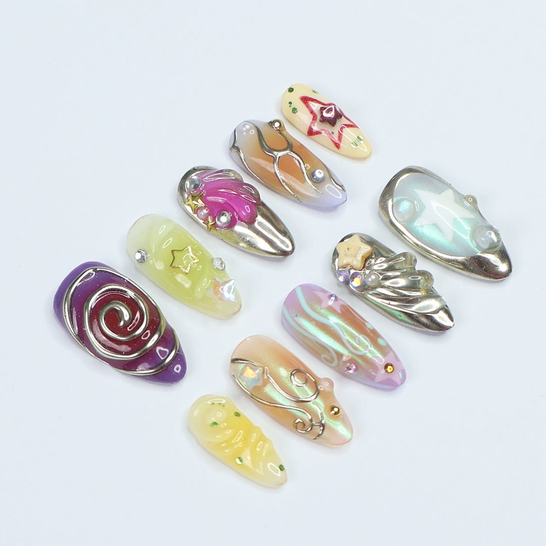 mot beautiful press on pressons fake nails eclectic maximal nail set press on nails set popular nails set popular pressons