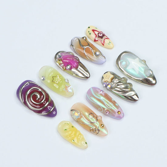 mot beautiful press on pressons fake nails eclectic maximal nail set press on nails set popular nails set popular pressons