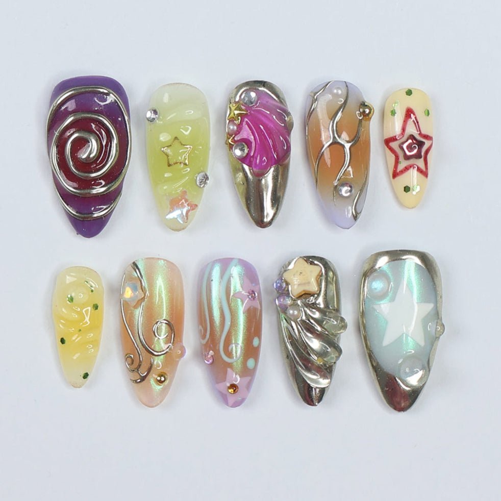 Fairy Vibe Remix | Handmade Press On Nails by lilynailsart.co