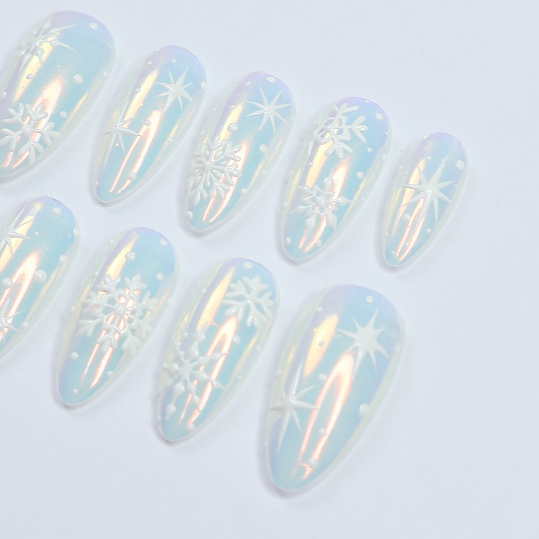 snow party white nails christmas party white press on nails