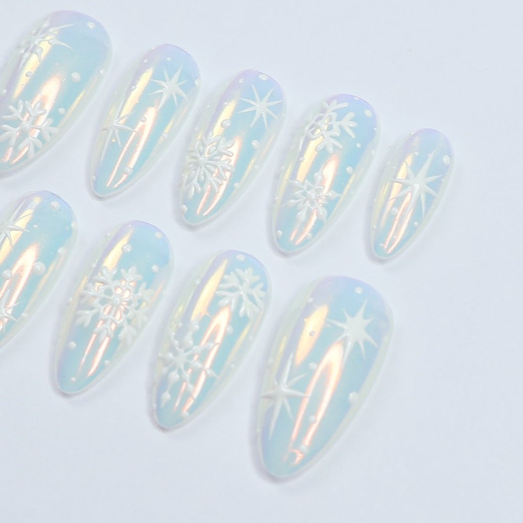 snow party white nails christmas party white press on nails