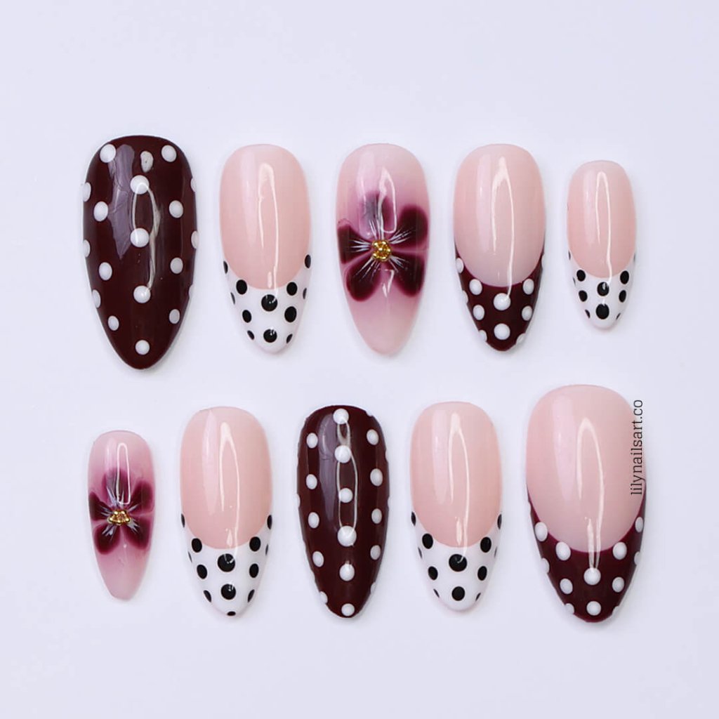 Velvet Dottie | Handmade Press On Nails by lilynailsart.co – LILY