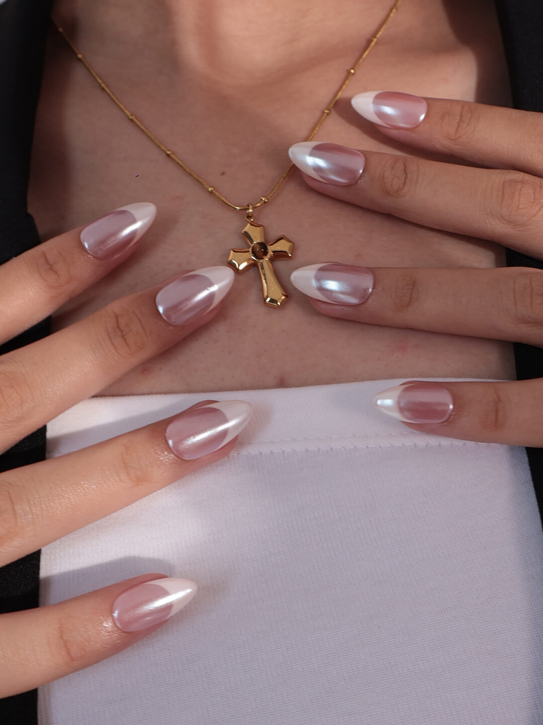 glazed donut handmade press on nails, custom minimalist nails art for every, clean girl vibe