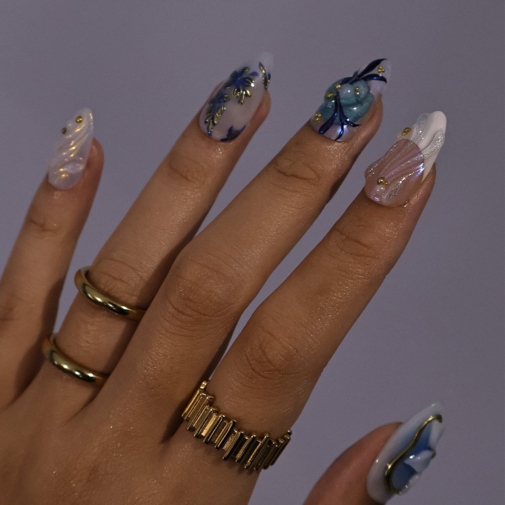 Azuralis| Handmade Press On Nails by lilynailsart.co – LILY NAILS ART