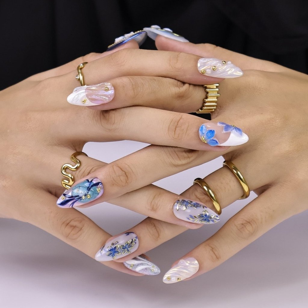 Azuralis| Handmade Press On Nails by lilynailsart.co – LILY NAILS ART