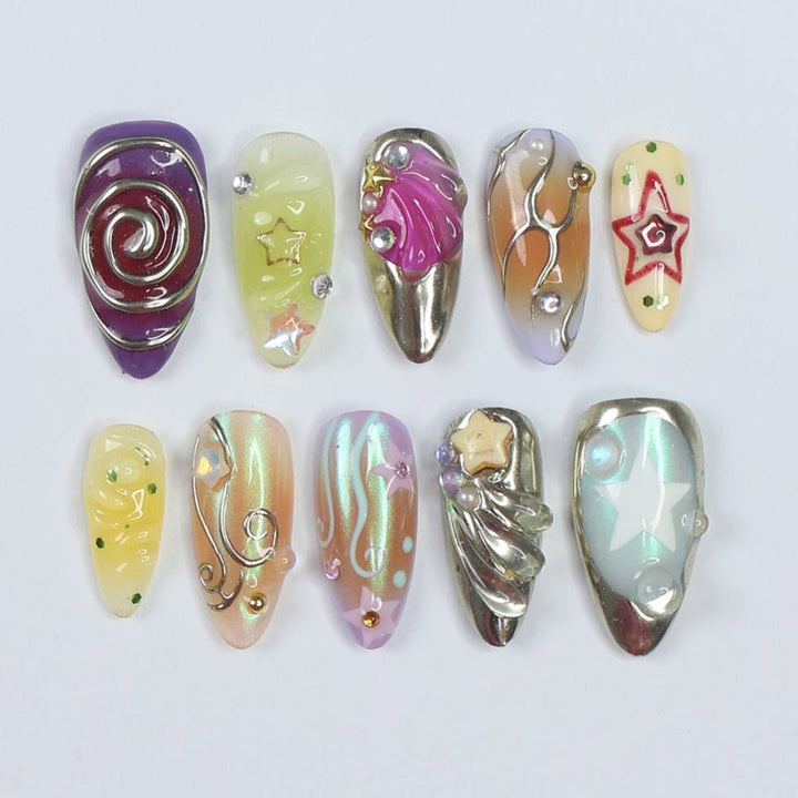 vibe nails vibe press on nails hippy vibe press ons festival press on nails festival colors nail art festival colors press on nails nails art vibes summer vibes festival vibes 3d pressons press on