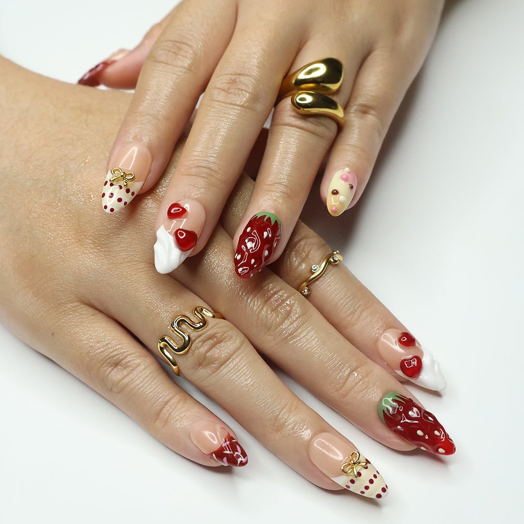 dessert nails art yummy 3d presson nails ai nails 5g nails cookie nails delicious press ons donut press on nails sprinkles nails Press-on nails for weddings
Press-on nails for prom
Press-on nails for holidays
Press-on nails for Christmas
Press-on nails for Halloween
Press-on nails for parties
Press-on nails for concerts
Press-on nails for birthdays
Press-on nails for work
Press-on nails for everyday wear