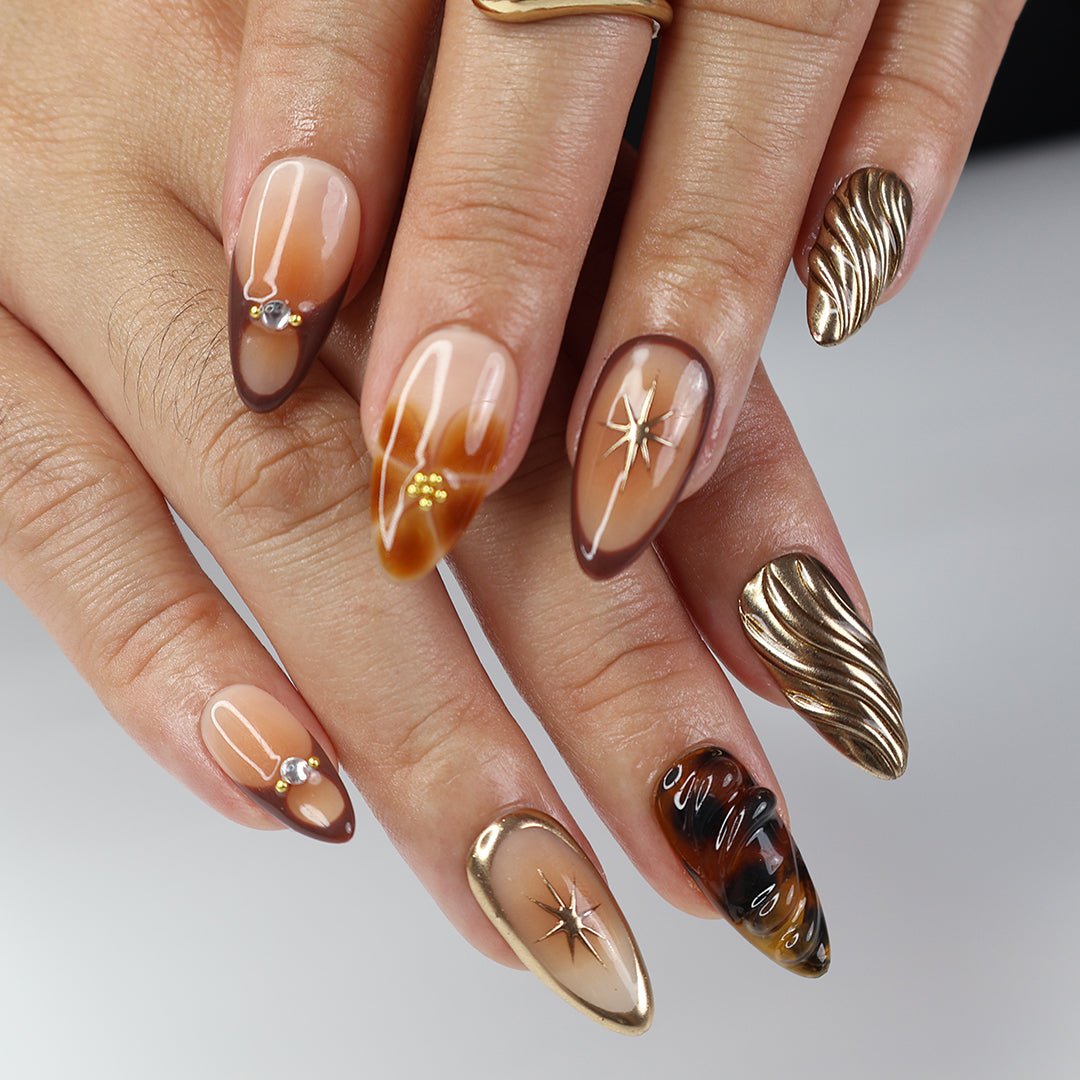 natural brown press on nails naked press on nails kiss press on nails glamnetic press on nails