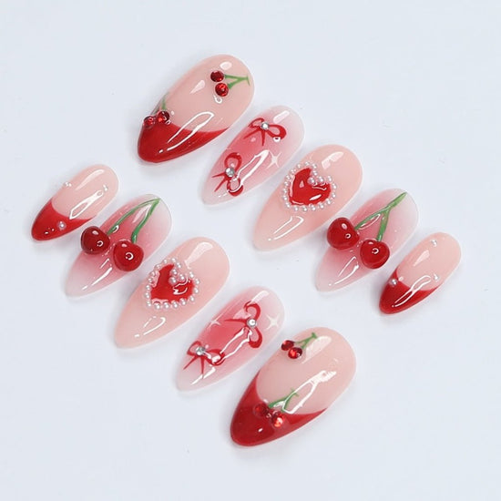 red theory nails pink nails red design press on nails love design fake nails love press on nails