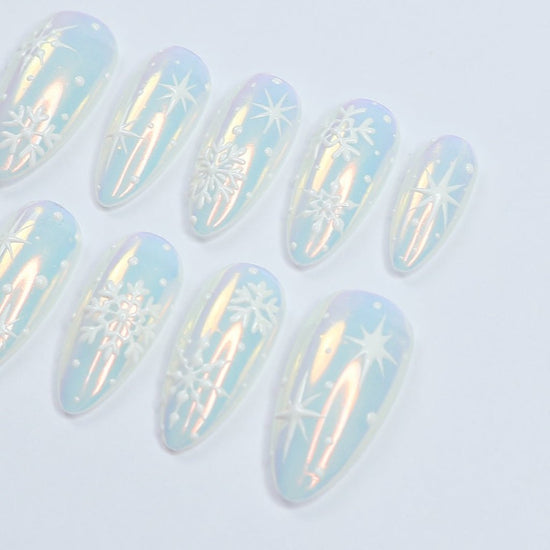 snow party white nails christmas party white press on nails