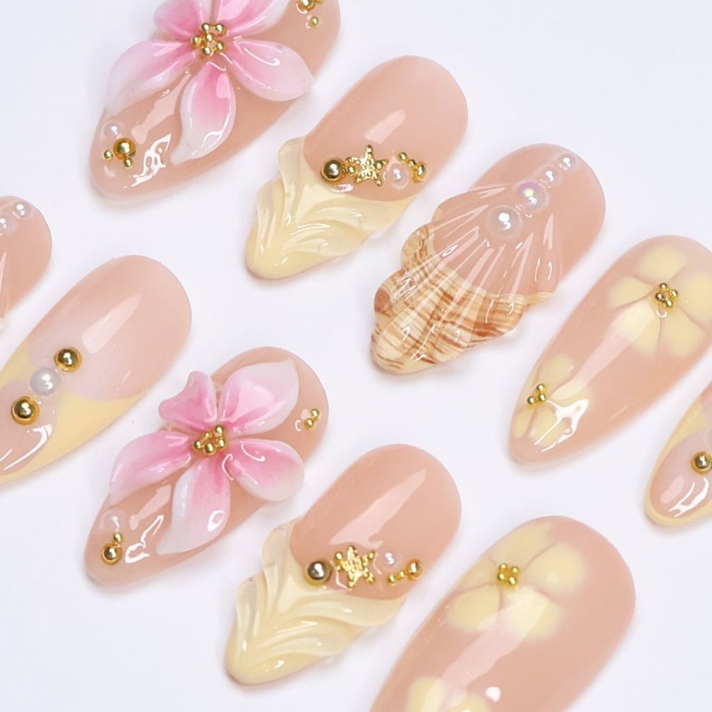 Lily's Nail 21日まで Sunflower Press on nail | Handmade-Spring-Nail Art – LILY NAILS ART
